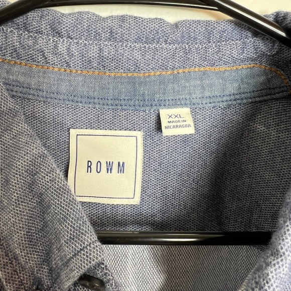 ROWM‎ Mens Cotton Dress Shirt Size XXL Blue Long Sleeve Button Down - Picture 3 of 7